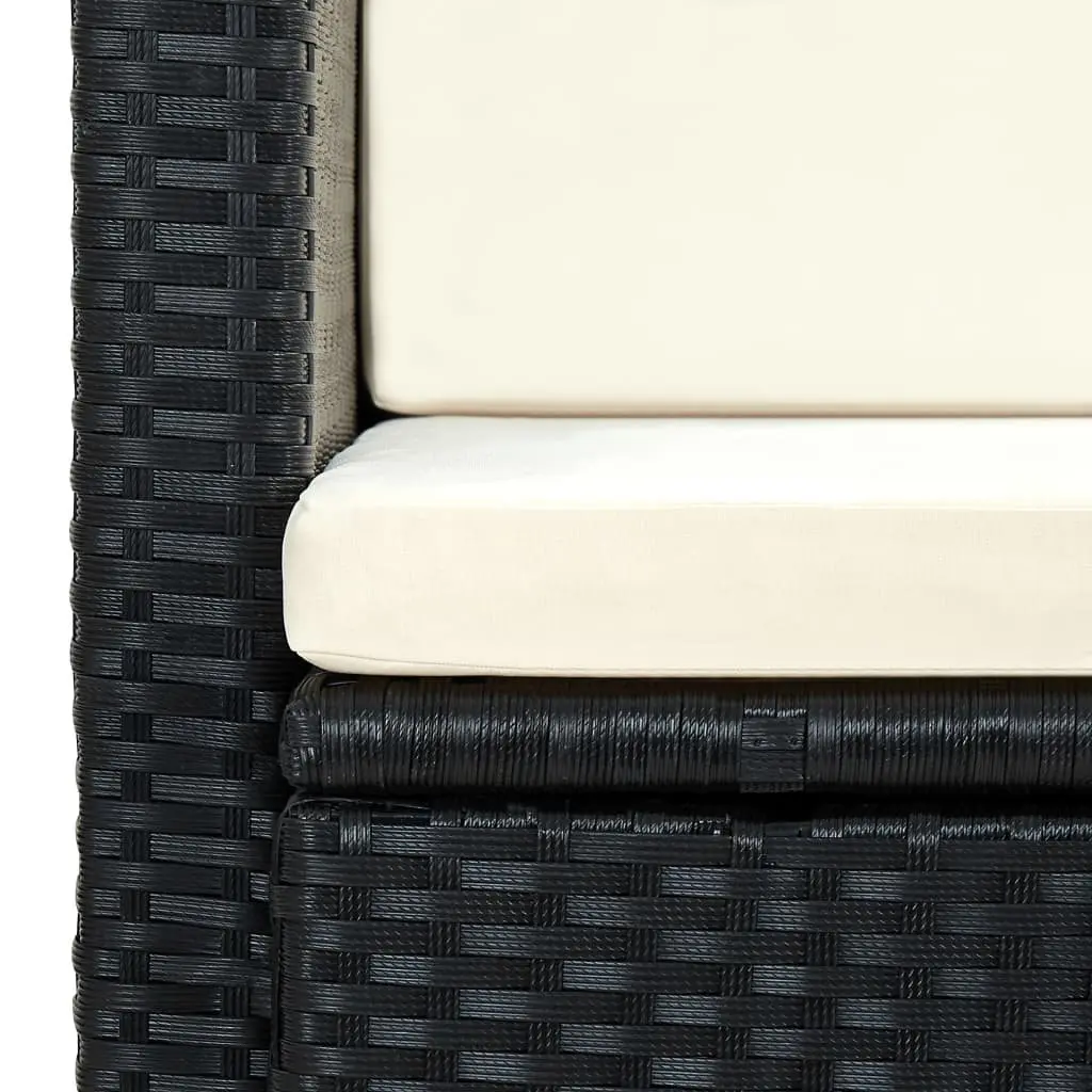 2 Seater Outdoor Sofa Garden Patio Furniture Black Poly Rattan with Cushions