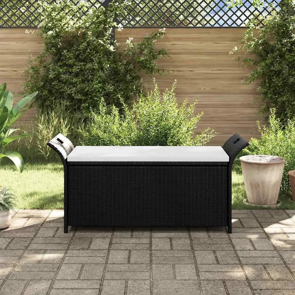Outdoor Storage Bench 138 cm Garden Seating Poly Rattan Brown