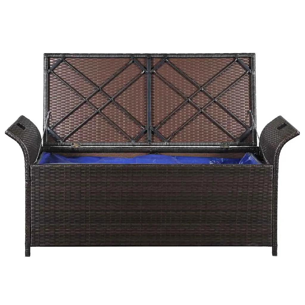 Outdoor Storage Bench 138 cm Garden Seating Poly Rattan Brown