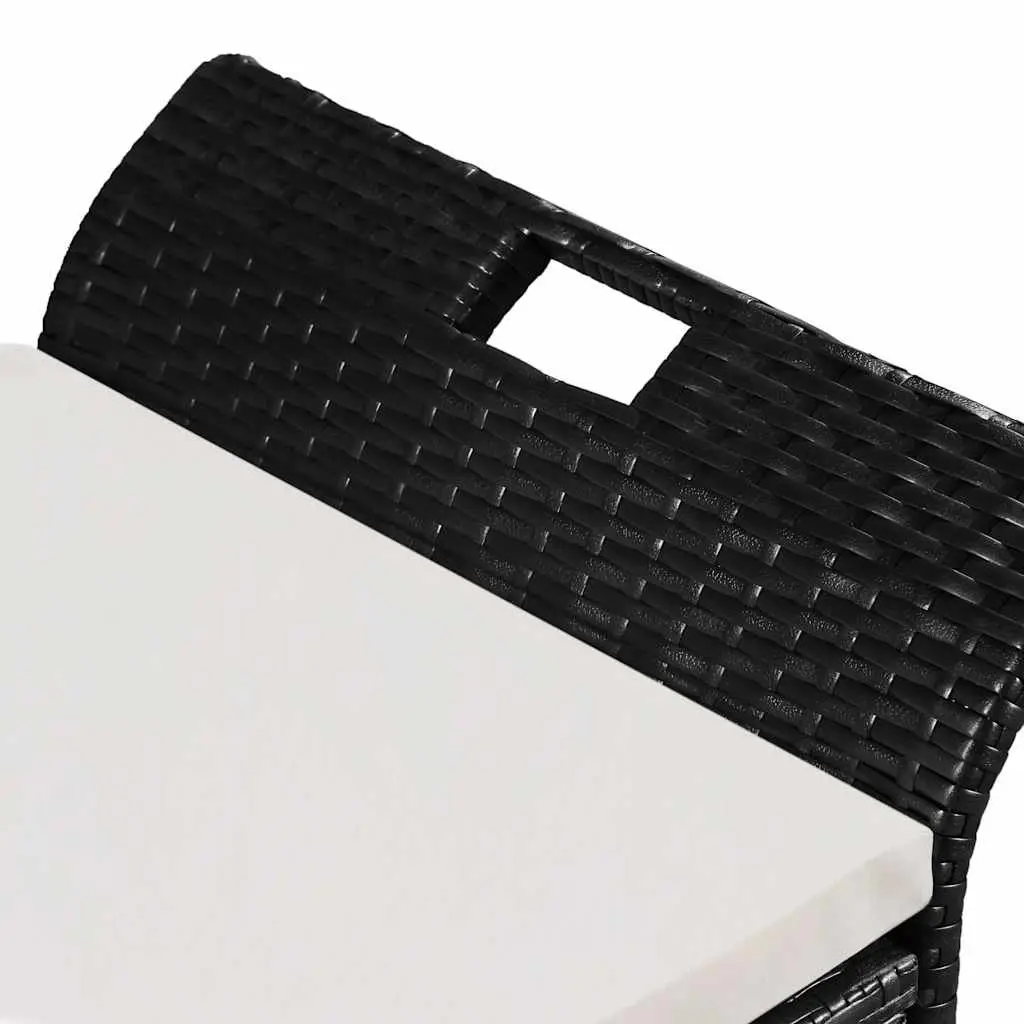Outdoor Storage Bench 138cm Garden Seating Black Poly Rattan with Cushion