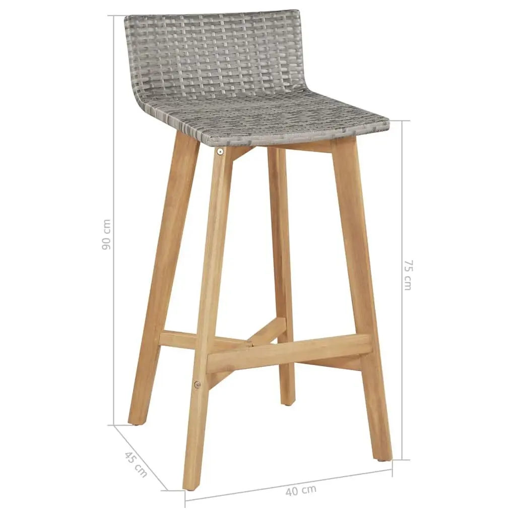 Outdoor Bar Stools Garden Patio Seating Brown 2 Piece
