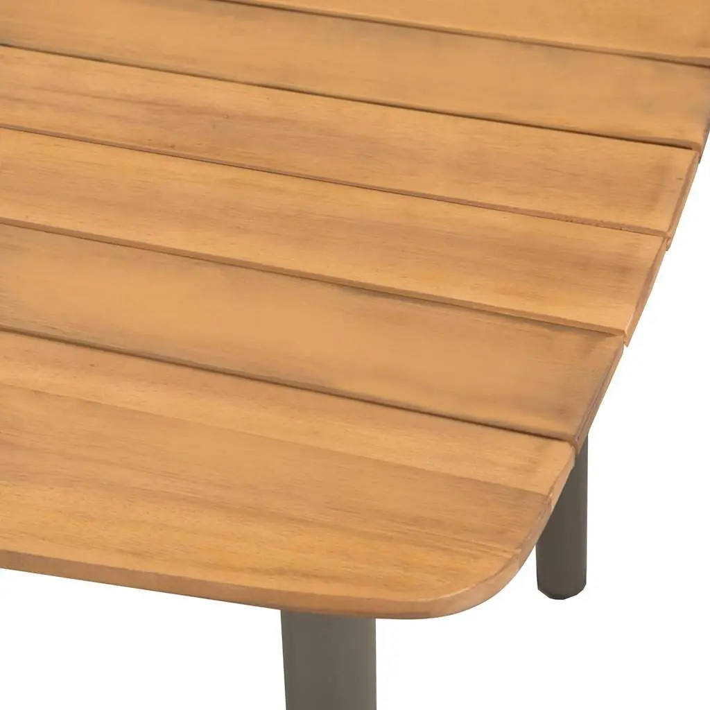 Outdoor Dining Table 150x90cm Garden Patio Furniture Slatted Wood Steel Frame