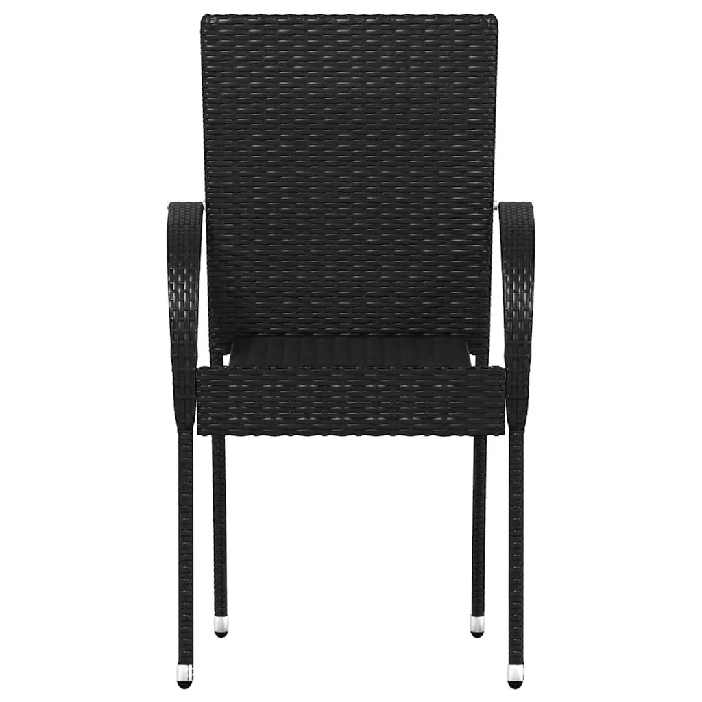 Stacking Dining Chairs Outdoor Garden Patio Seating 2 pcs Black