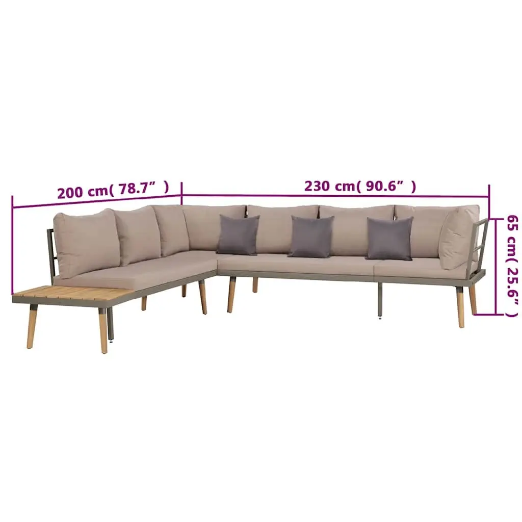 4 Piece Garden Lounge Set Outdoor Sofa Cushions Brown