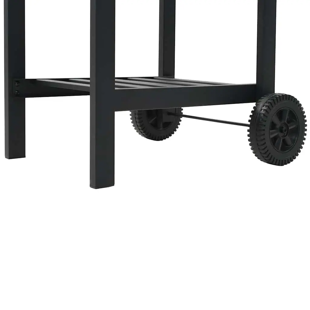 Charcoal BBQ Grill Outdoor Cooking Black with Bottom Shelf and Integrated Thermometer