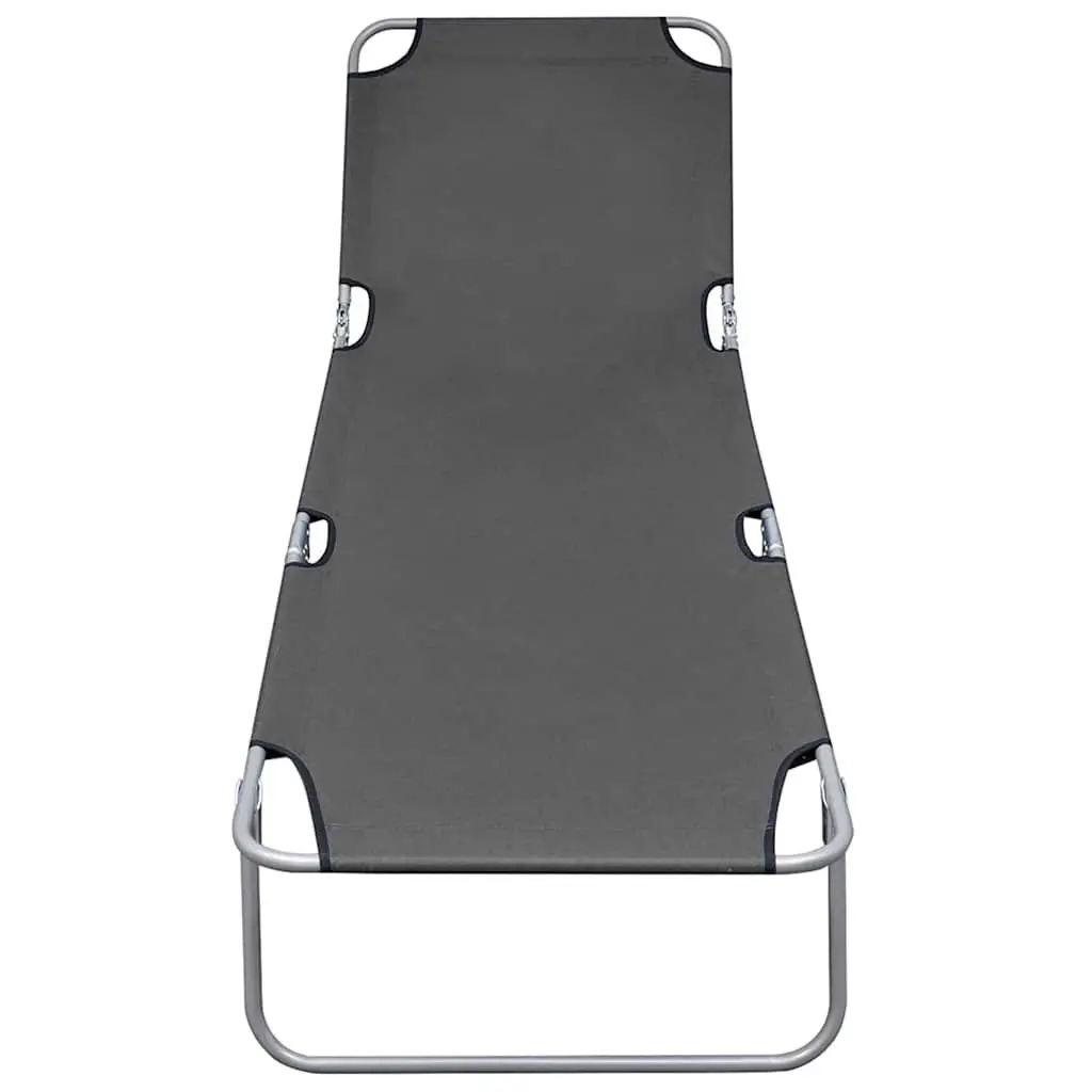 Foldable Sun Lounger Adjustable Backrest Grey Garden Beach Reclining Chair