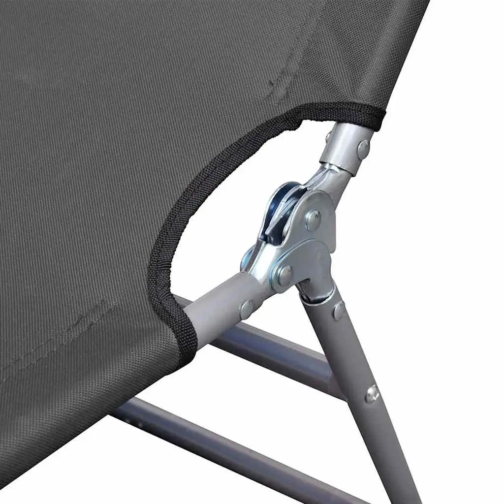 Foldable Sun Lounger Adjustable Backrest Grey Garden Beach Reclining Chair