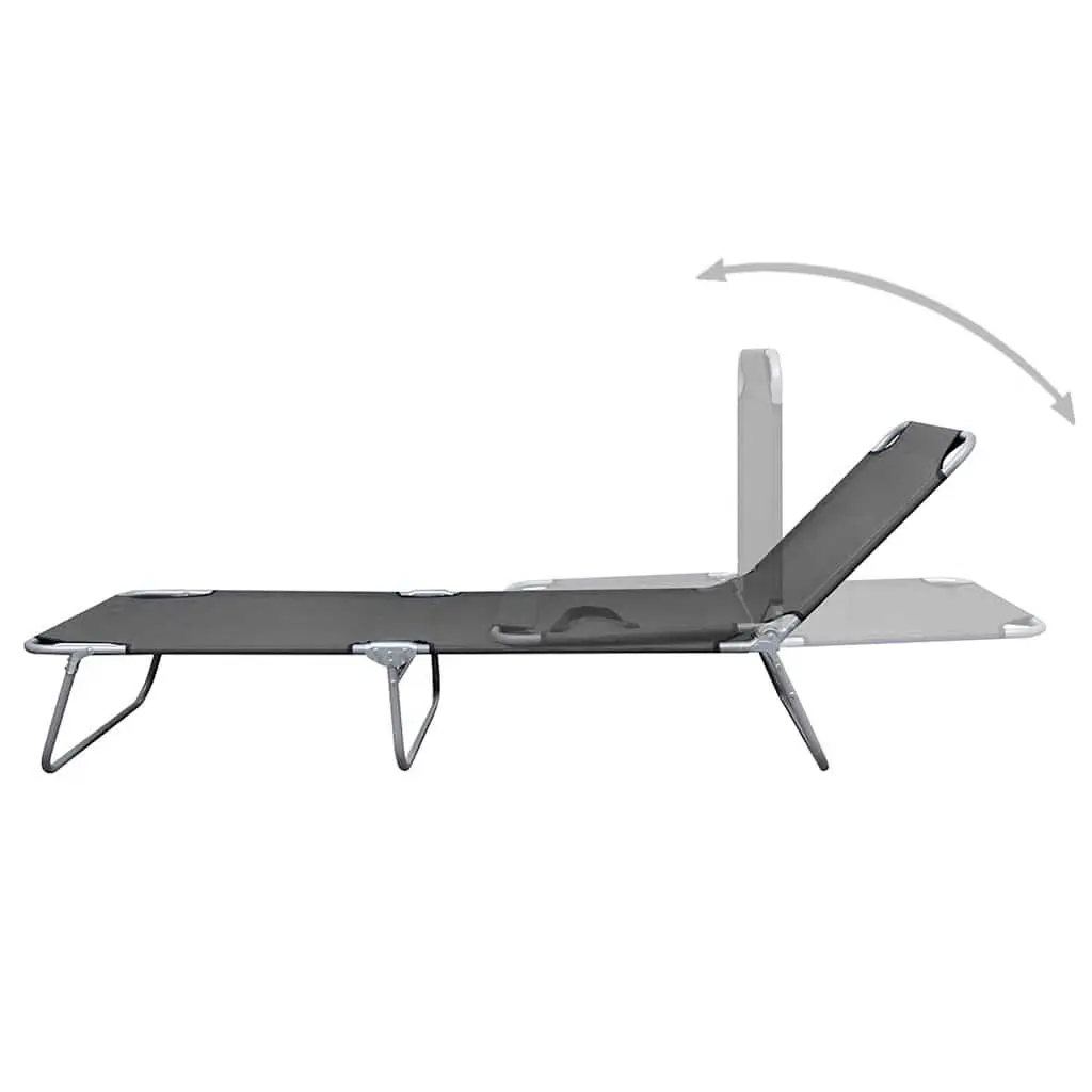 Foldable Sun Lounger Adjustable Backrest Grey Garden Beach Reclining Chair