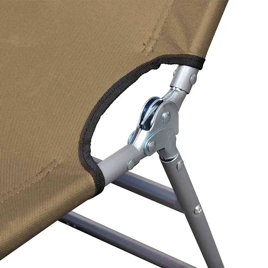 Foldable Sun Lounger Adjustable Backrest Garden Beach Chair Taupe