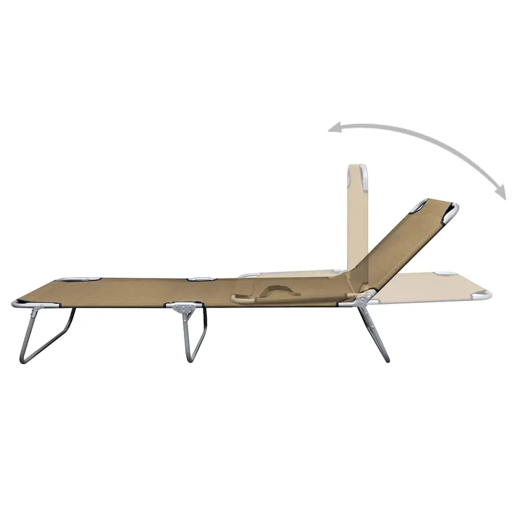Foldable Sun Lounger Adjustable Backrest Garden Beach Chair Taupe