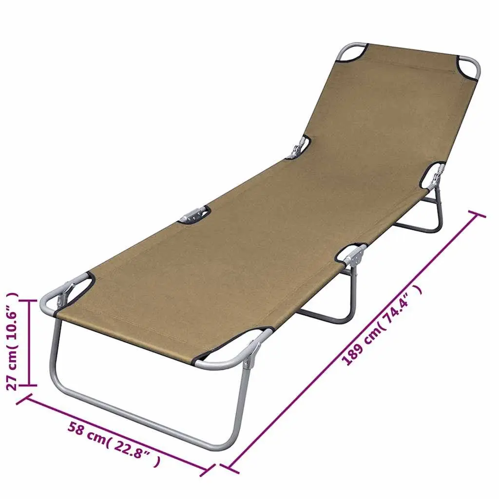 Foldable Sun Lounger Adjustable Backrest Garden Beach Chair Taupe
