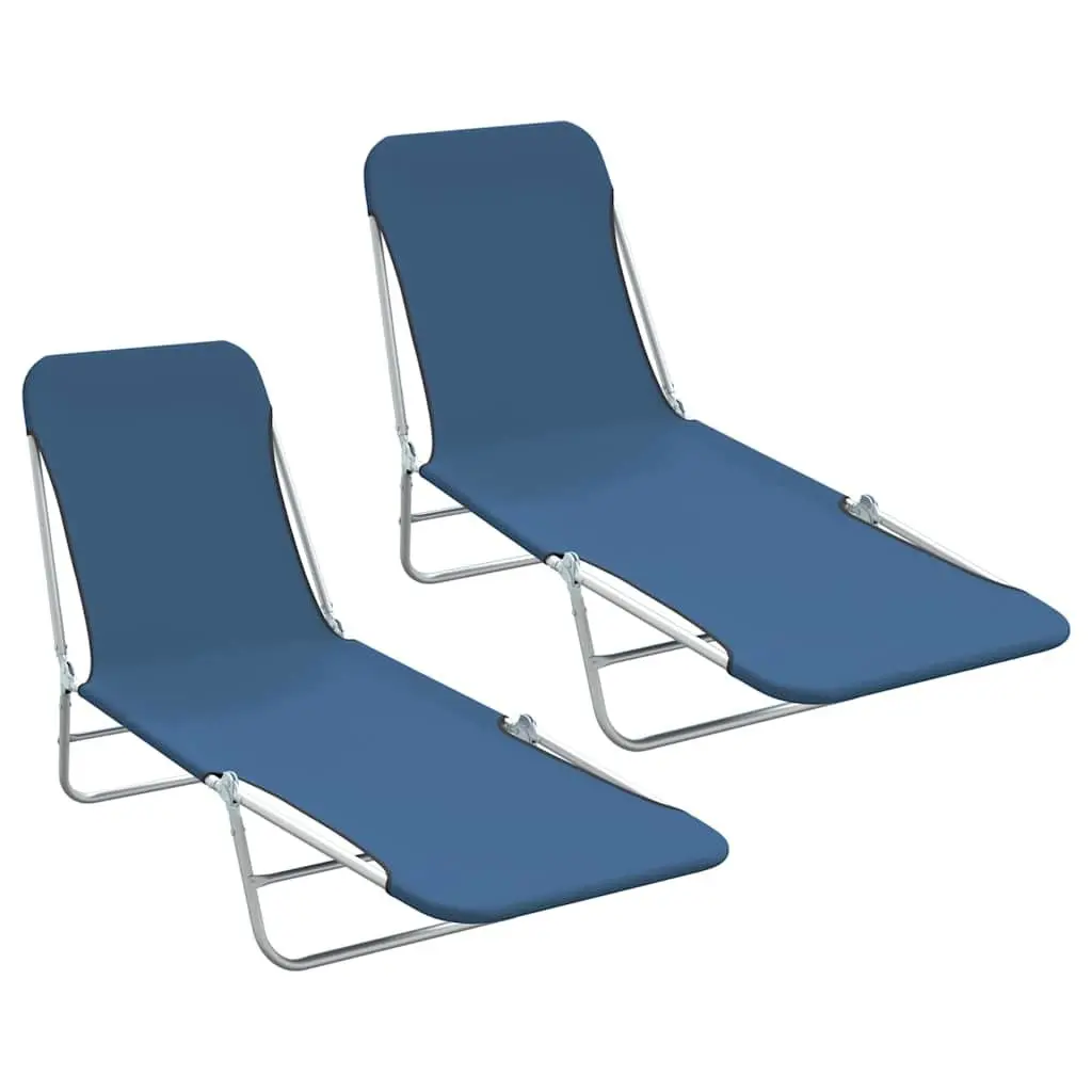 Sun Loungers 2 pcs Foldable Adjustable Backrest Garden Beach Outdoor Seating