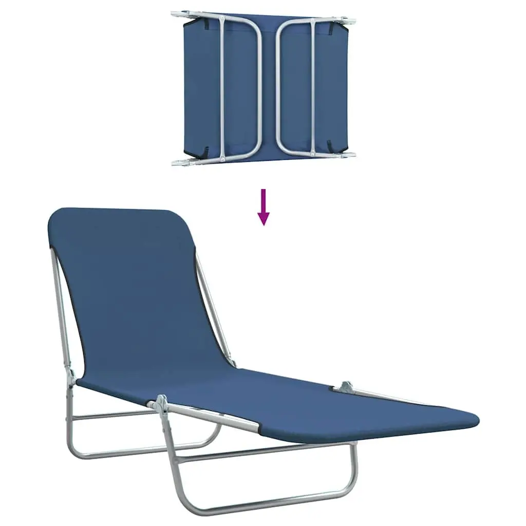 Sun Loungers 2 pcs Foldable Adjustable Backrest Garden Beach Outdoor Seating