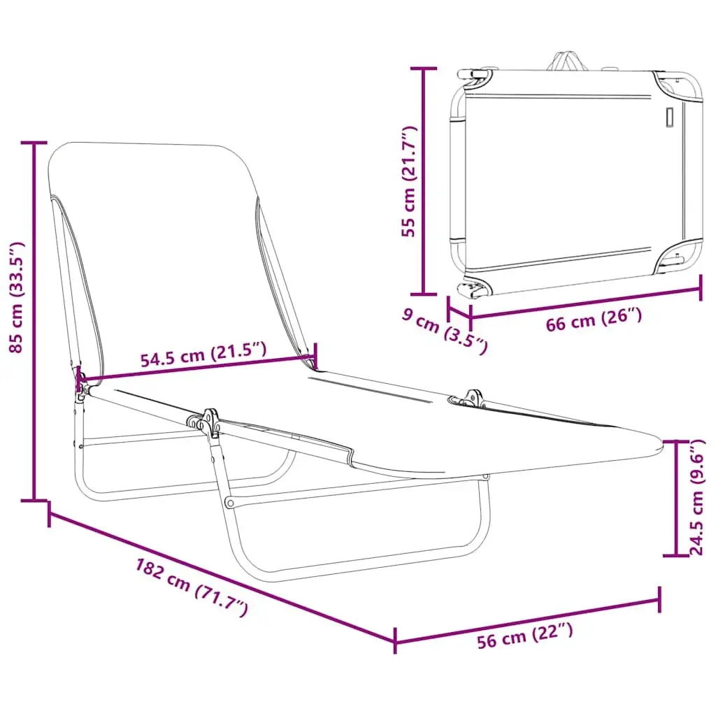 Sun Loungers 2 pcs Foldable Adjustable Backrest Garden Beach Outdoor Seating