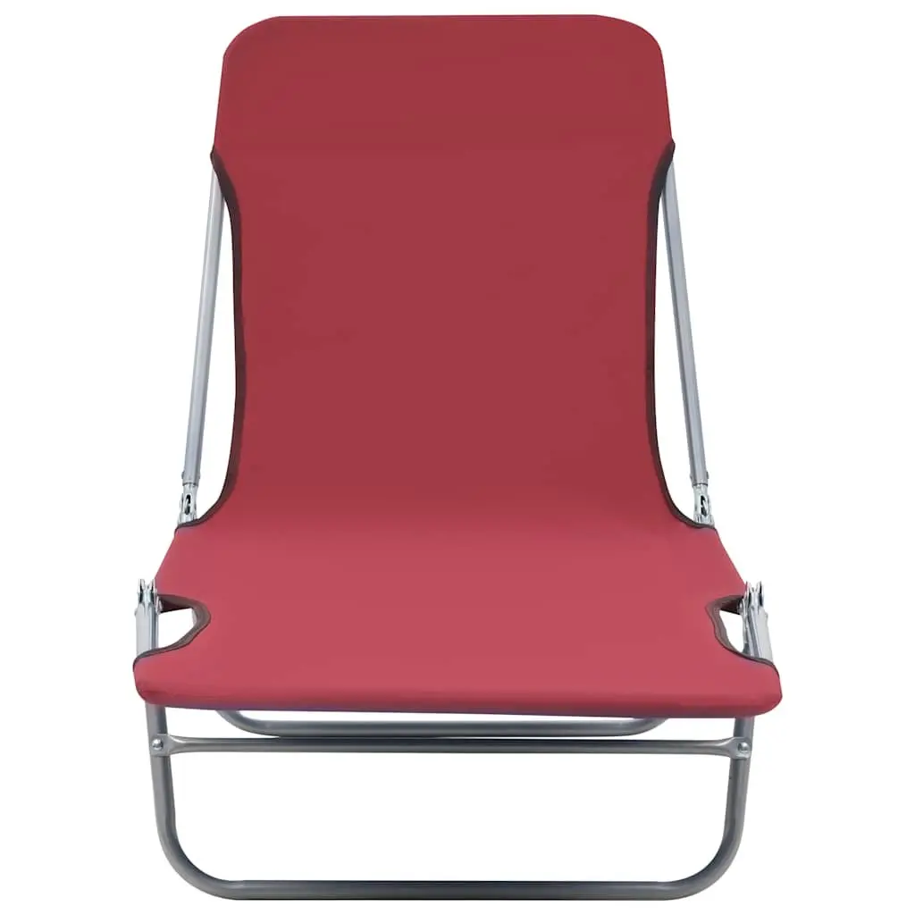 Sun Loungers Adjustable Backrest Foldable 2 pcs Garden Beach Outdoor Seating Red