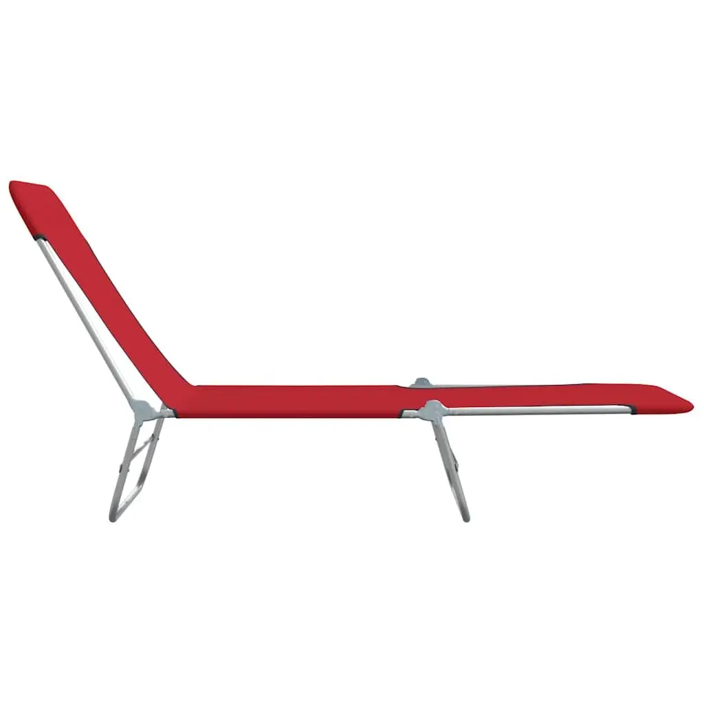 Sun Loungers Adjustable Backrest Foldable 2 pcs Garden Beach Outdoor Seating Red