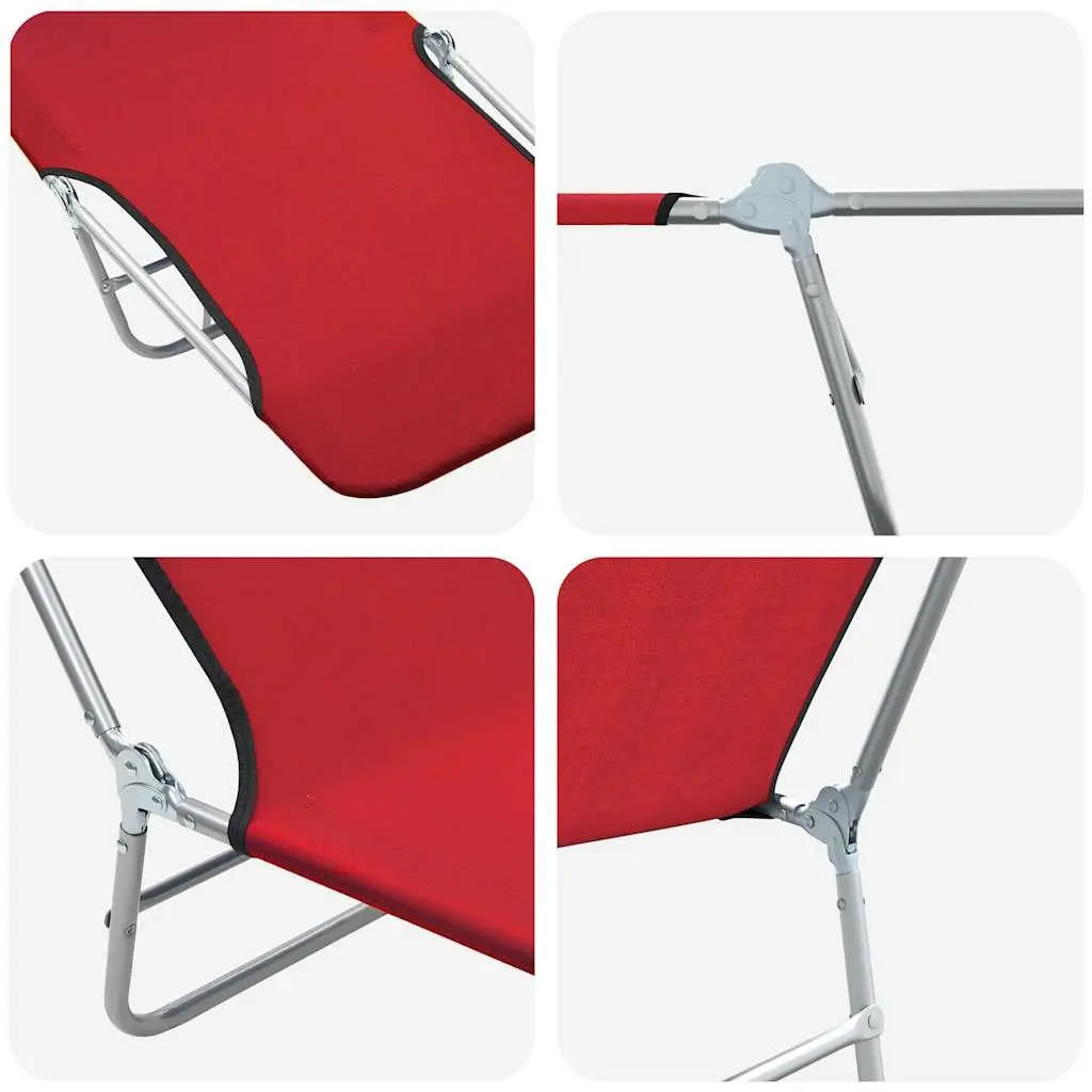 Sun Loungers Adjustable Backrest Foldable 2 pcs Garden Beach Outdoor Seating Red