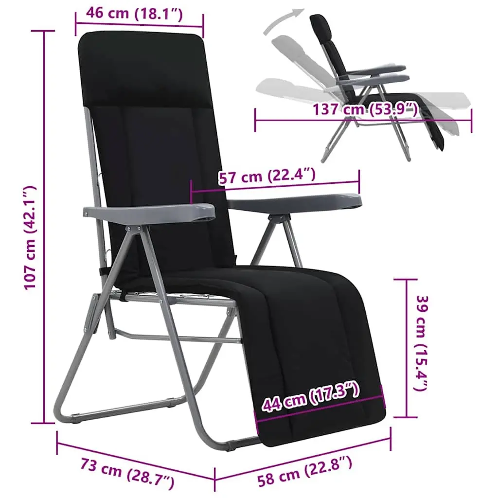 Folding Garden Chairs Outdoor Reclining Seat 2 pcs Black