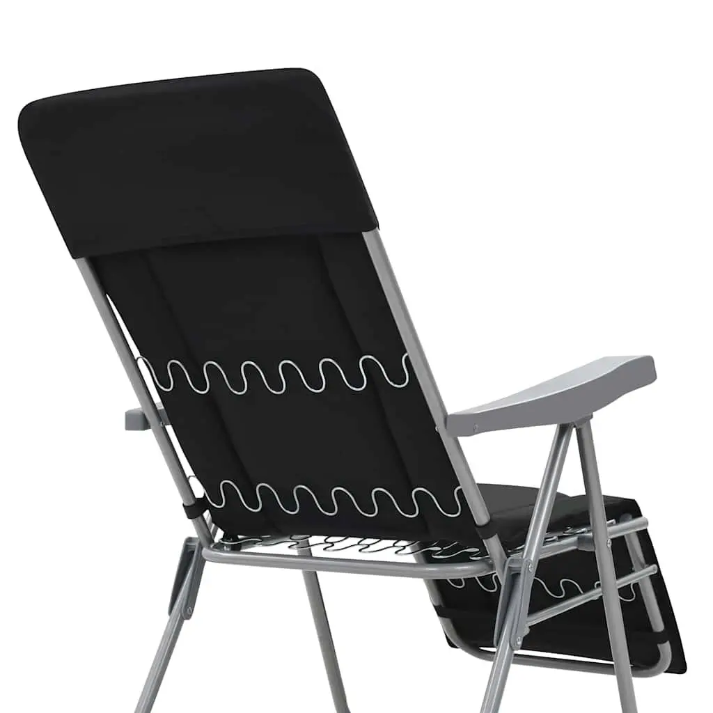 Folding Garden Chairs Outdoor Reclining Seat 2 pcs Black
