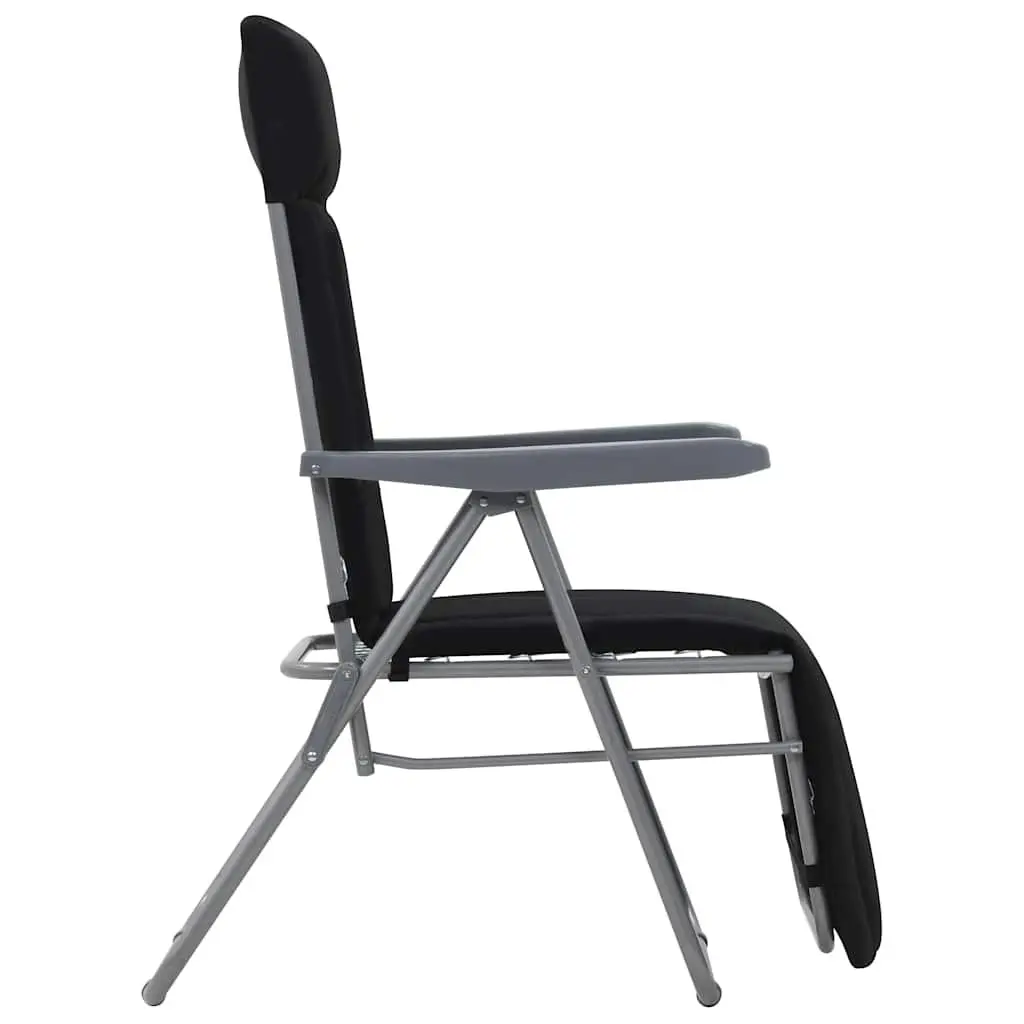Folding Garden Chairs Outdoor Reclining Seat 2 pcs Black