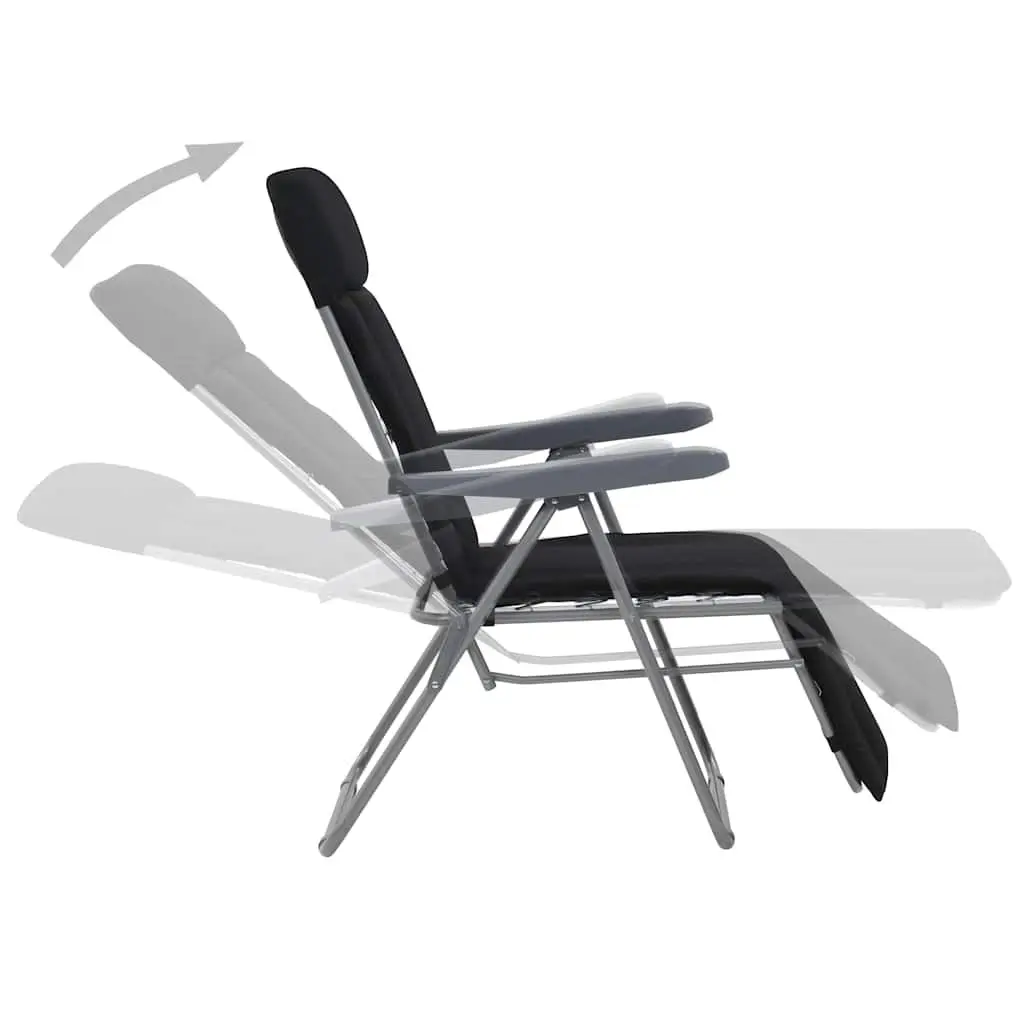 Folding Garden Chairs Outdoor Reclining Seat 2 pcs Black