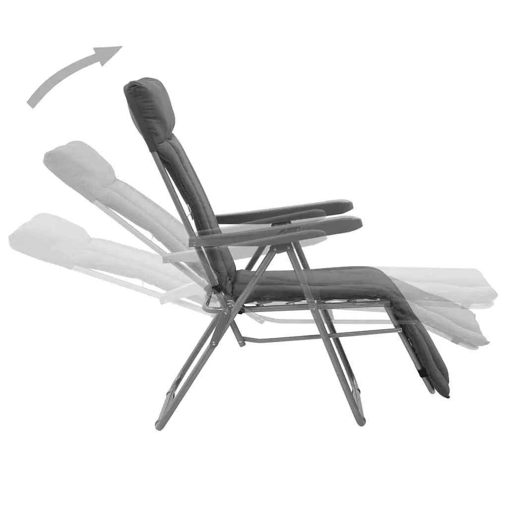 Folding Garden Chairs Outdoor Reclining 2 pcs Grey