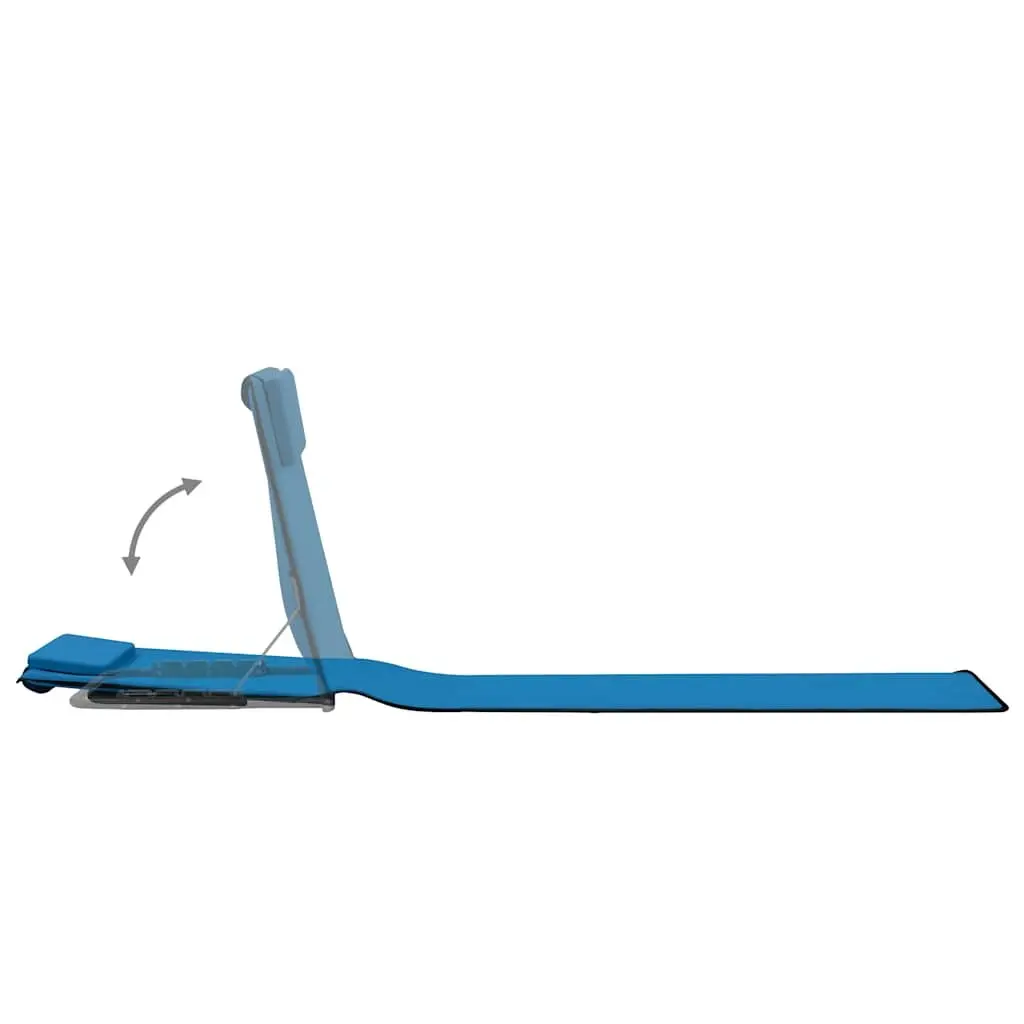 Folding Beach Lounger Set 2 pcs Adjustable Backrest Steel Frame Fabric Sun Chair Blue