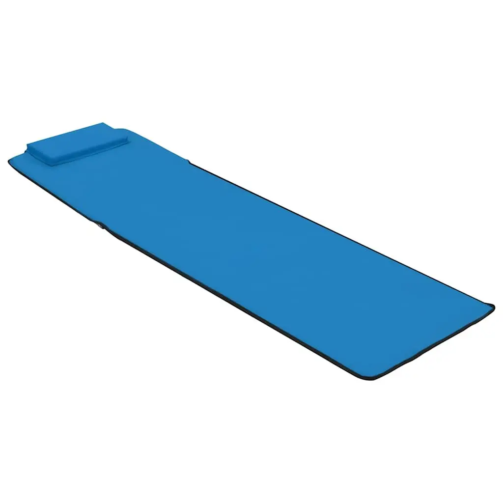 Folding Beach Lounger Set 2 pcs Adjustable Backrest Steel Frame Fabric Sun Chair Blue