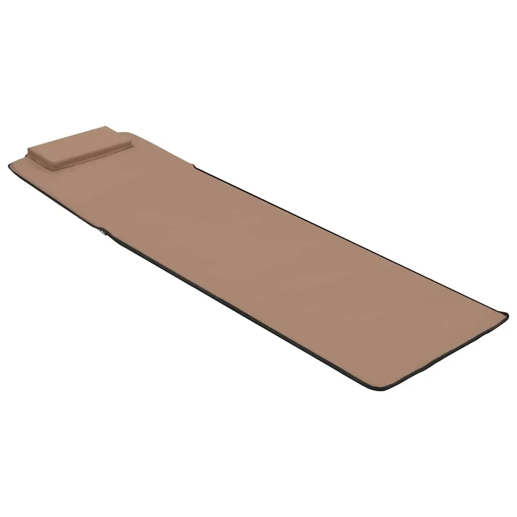 Folding Beach Mats Adjustable Backrest 2 Piece Brown Steel Frame Fabric Lounger Chair Set