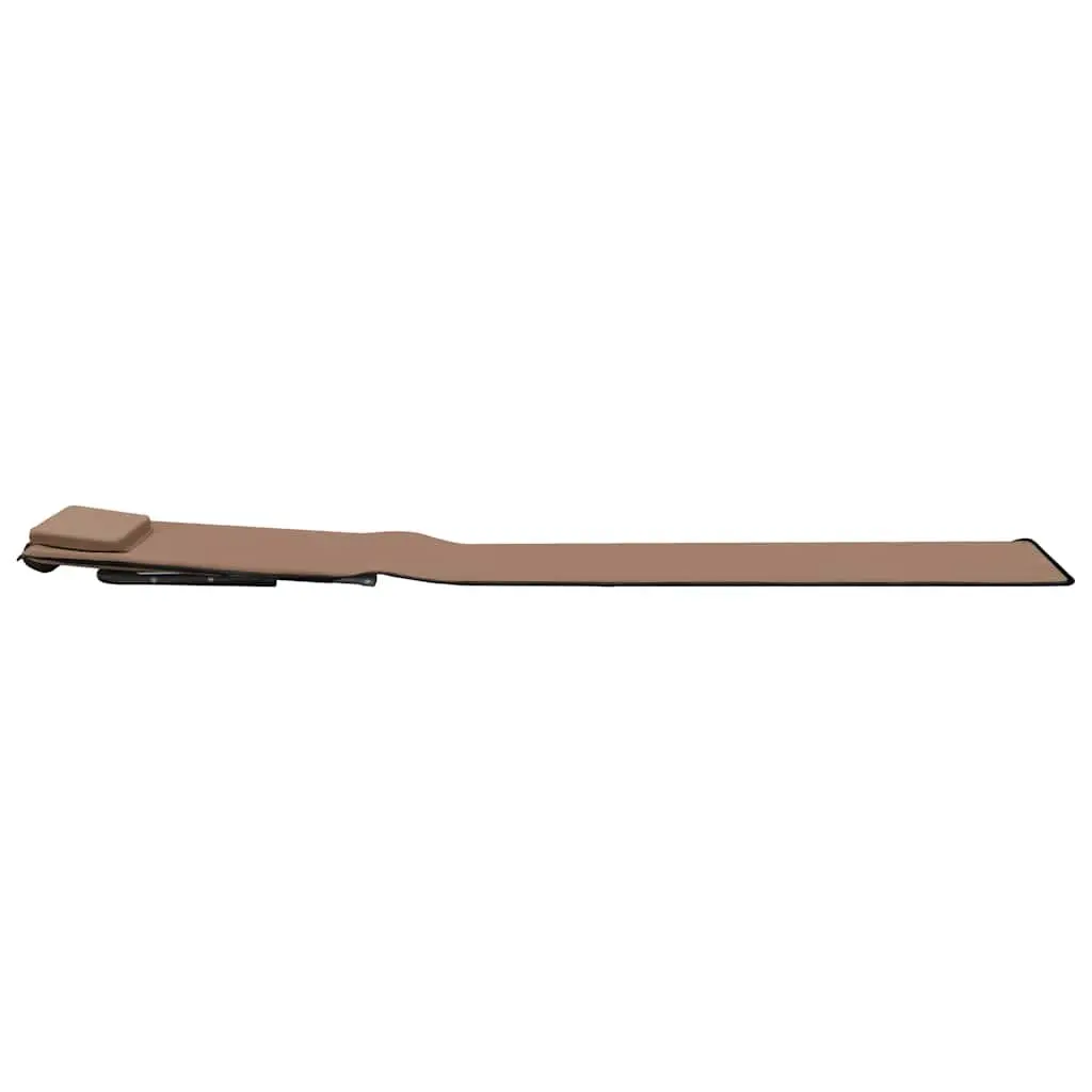 Folding Beach Mats Adjustable Backrest 2 Piece Brown Steel Frame Fabric Lounger Chair Set