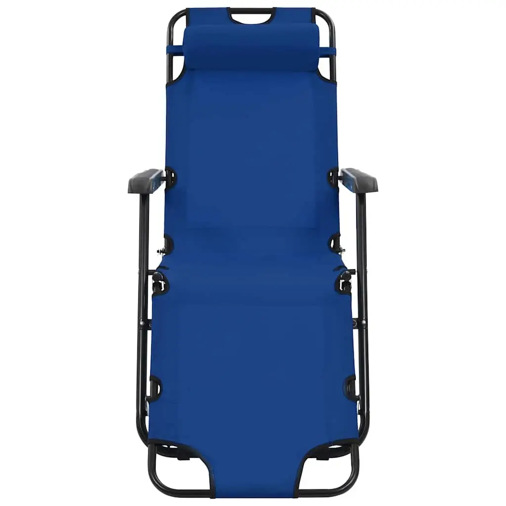 Folding Sun Loungers Outdoor Garden Reclining Chairs 2 pcs Adjustable Blue