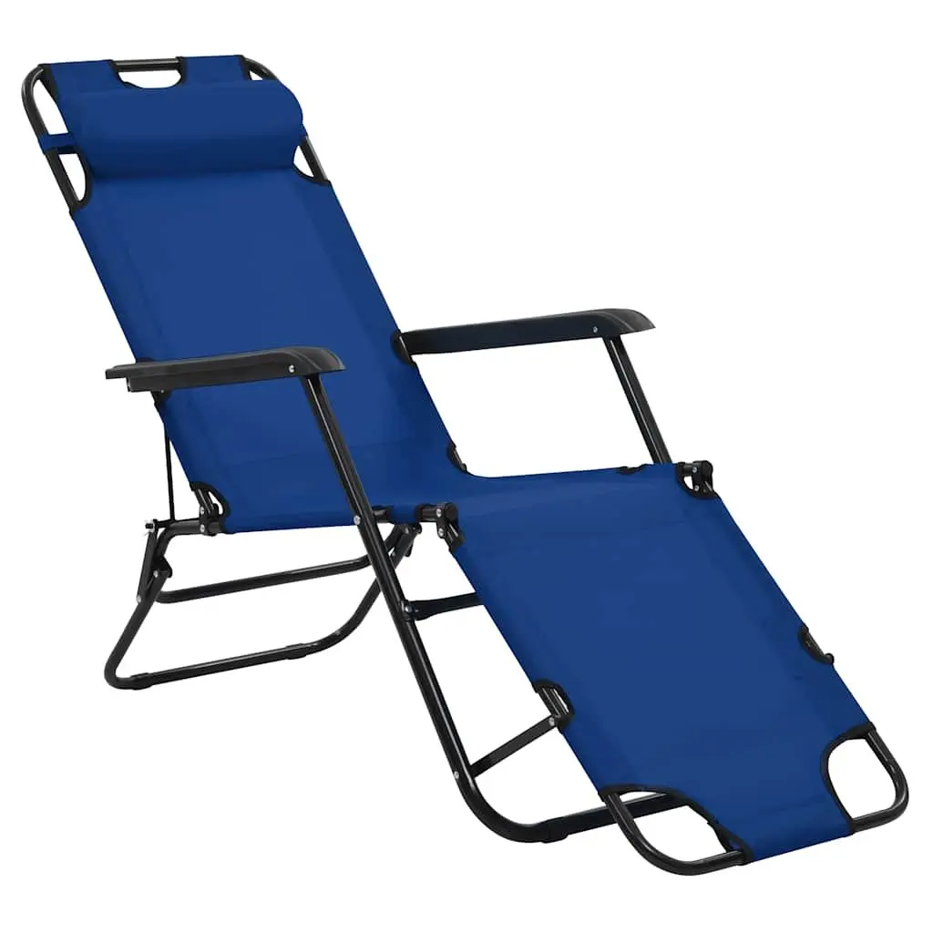 Folding Sun Loungers Outdoor Garden Reclining Chairs 2 pcs Adjustable Blue
