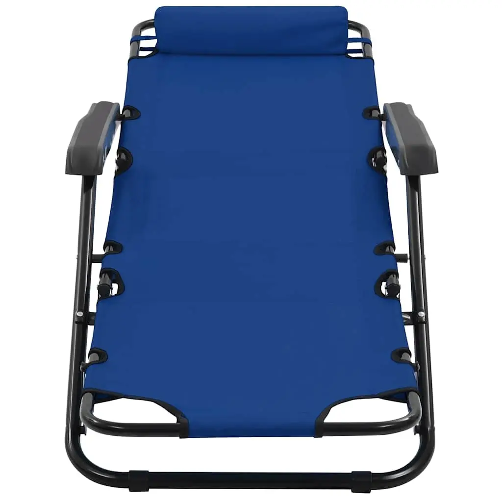 Folding Sun Loungers Outdoor Garden Reclining Chairs 2 pcs Adjustable Blue