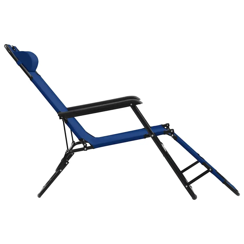 Folding Sun Loungers Outdoor Garden Reclining Chairs 2 pcs Adjustable Blue