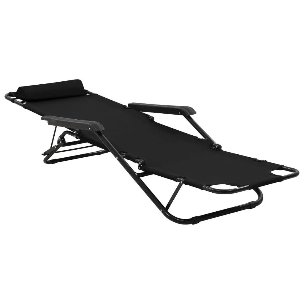 Sun Loungers Folding 2 Pack Outdoor Garden Recliner Chairs Steel Frame Footrest