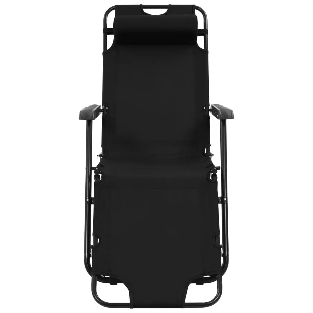 Sun Loungers Folding 2 Pack Outdoor Garden Recliner Chairs Steel Frame Footrest