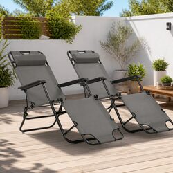 Grey Folding Sun Loungers - Comfortable and Practical