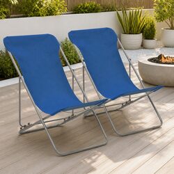 Comfortable Blue Folding Beach Chairs - Set of 2 for Leisure