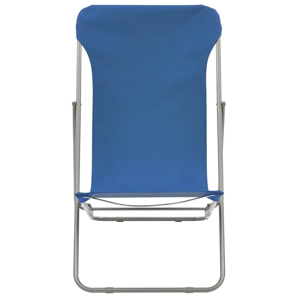 Folding Beach Chairs Set 2 pcs Outdoor Seating Reclining Garden Lounger Blue