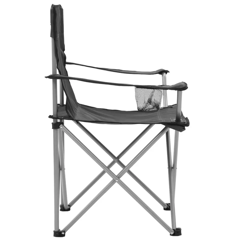 Camping Table and Chair Set 3 Pieces Foldable Outdoor Furniture Grey