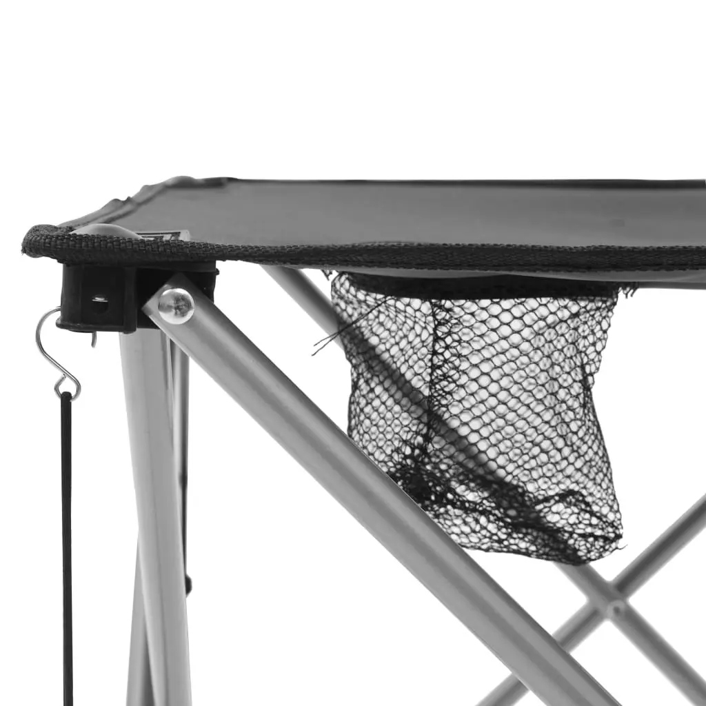 Camping Table and Chair Set 3 Pieces Foldable Outdoor Furniture Grey