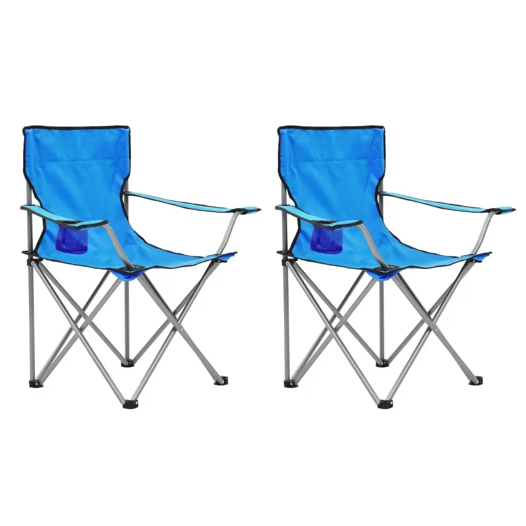 Camping Table and Chair Set 3 Pieces Outdoor Furniture Folding Portable Blue