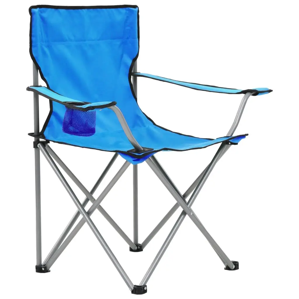 Camping Table and Chair Set 3 Pieces Outdoor Furniture Folding Portable Blue