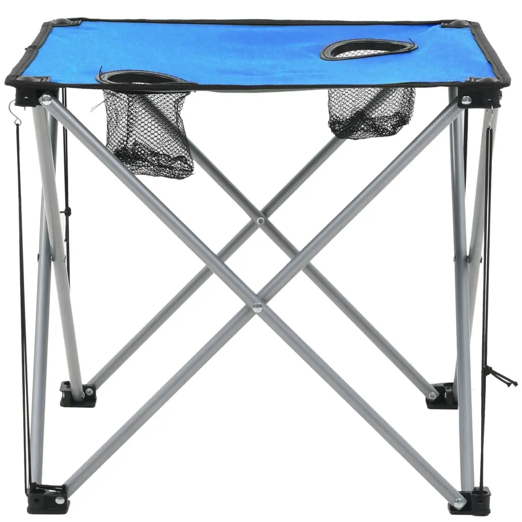 Camping Table and Chair Set 3 Pieces Outdoor Furniture Folding Portable Blue