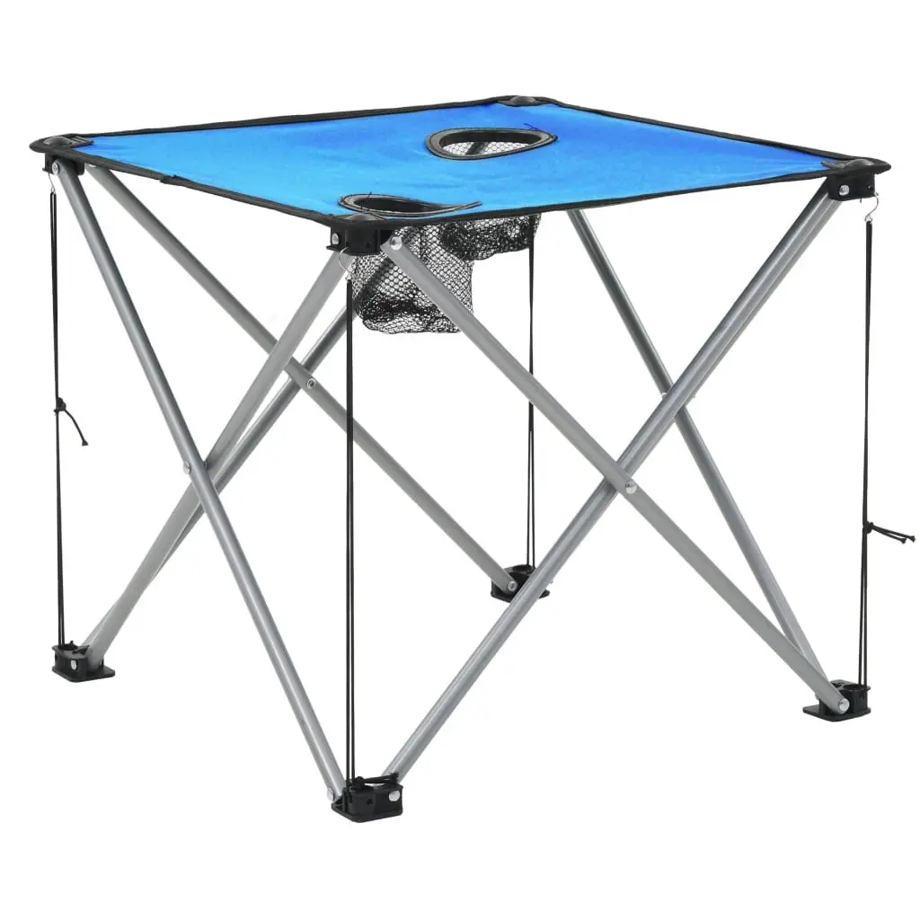 Camping Table and Chair Set 3 Pieces Outdoor Furniture Folding Portable Blue