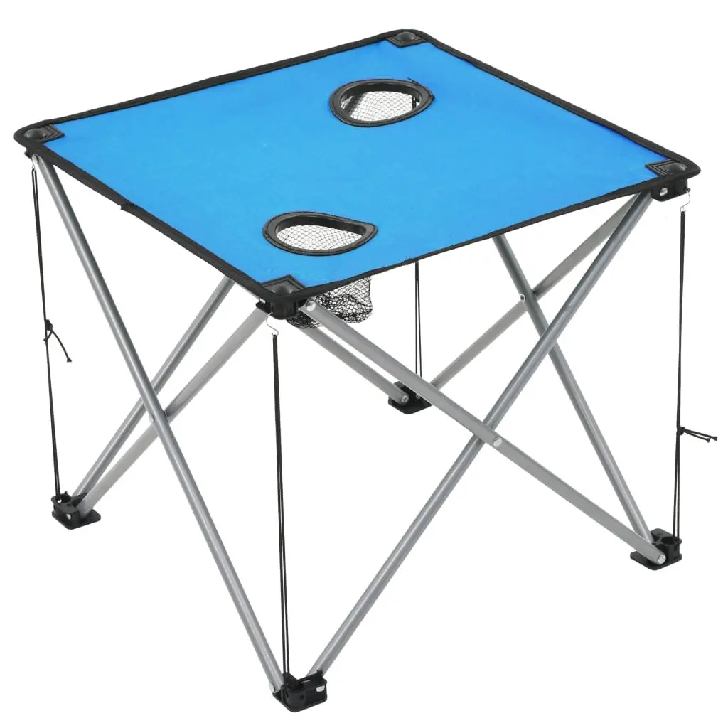 Camping Table and Chair Set 3 Pieces Outdoor Furniture Folding Portable Blue
