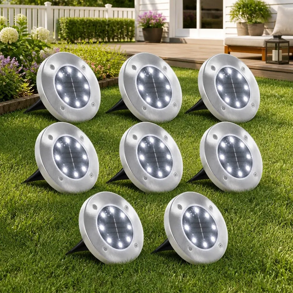 8 Pack Solar Ground Lights for Outdoor Use