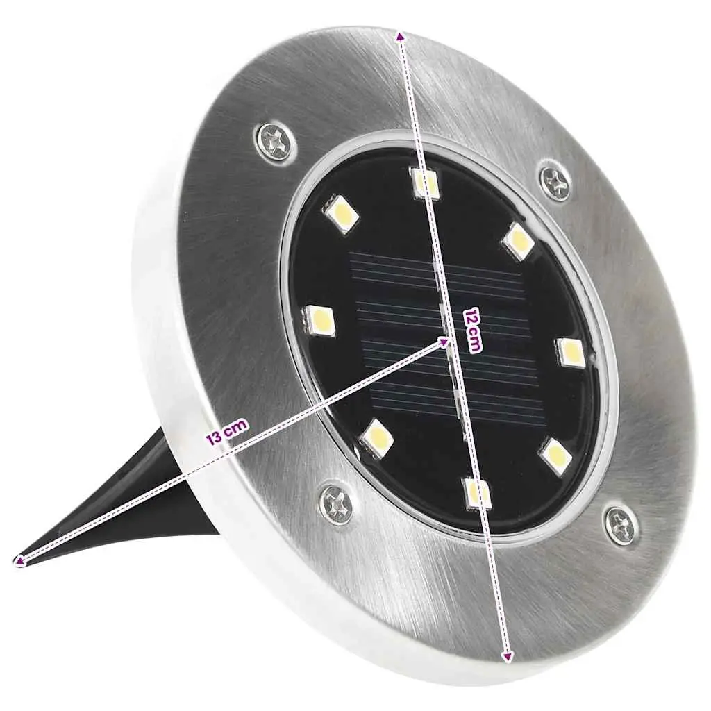 LED Solar Ground Lights Warm White Outdoor Pathway Garden Patio Set of 8