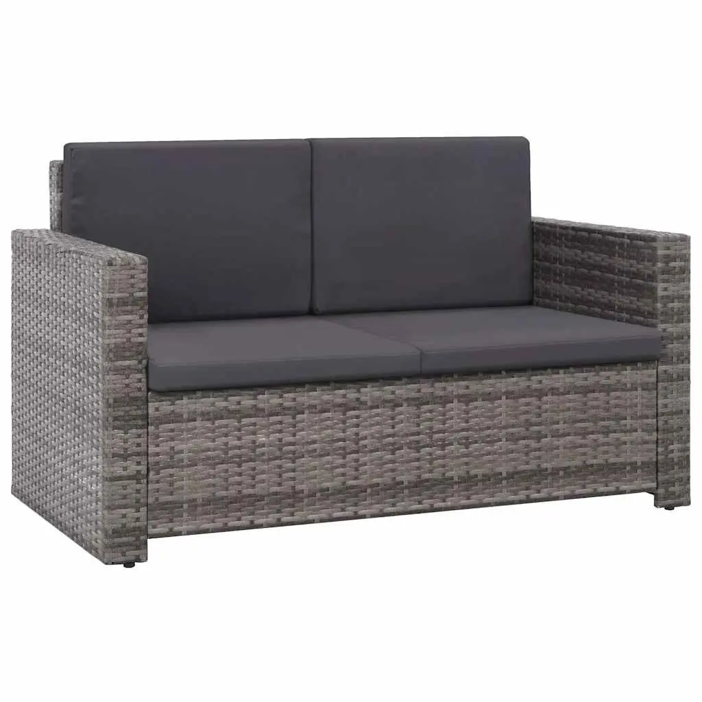 2 Piece Garden Lounge Set Sofa Stool Grey