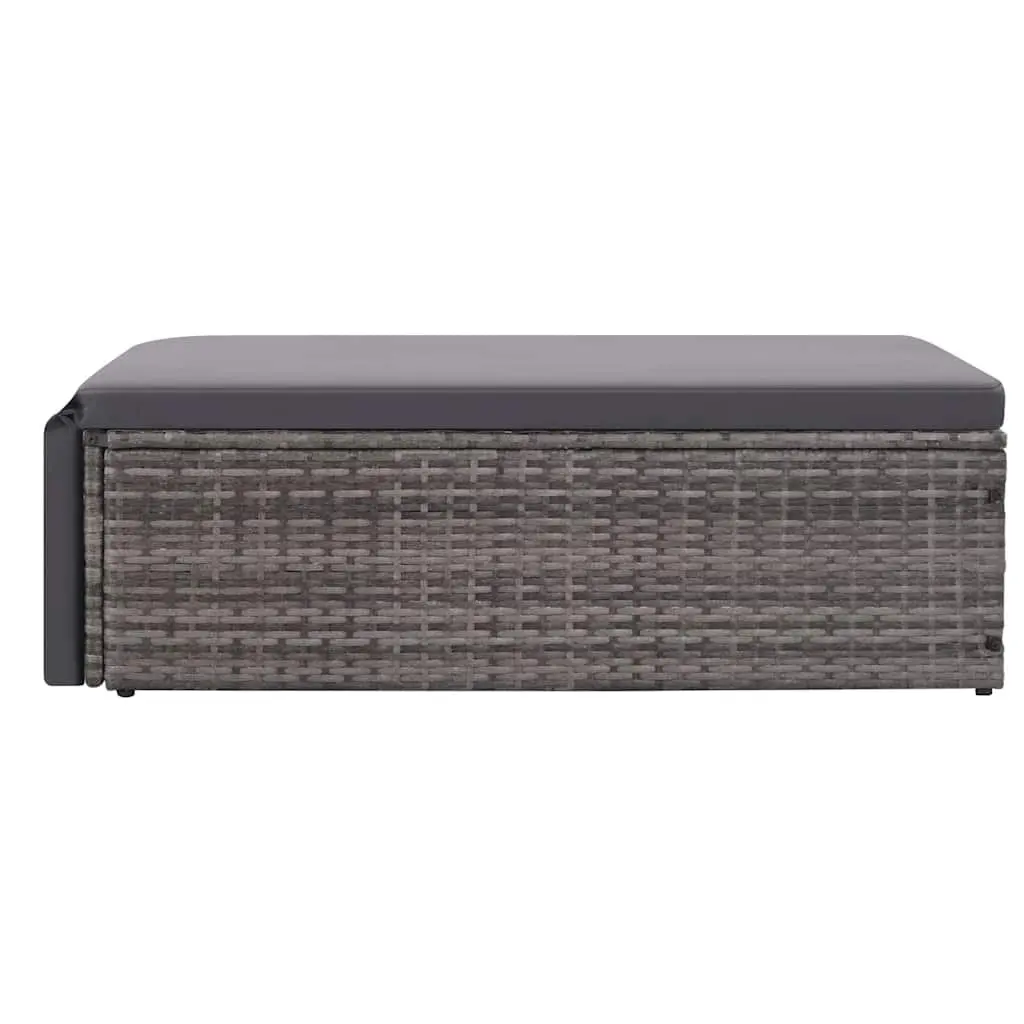 2 Piece Garden Lounge Set Sofa Stool Grey